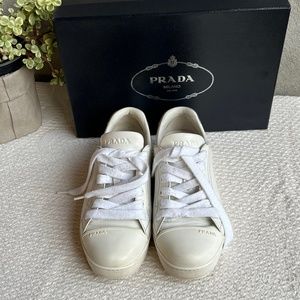 PRADA WHITE SNEAKERS 37.5/ 7.5US